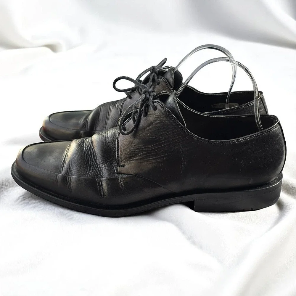 Lloyd Leather Dress Shoes‎ Men 12 Black Lace Up Oxfords Square Toe Germany Made